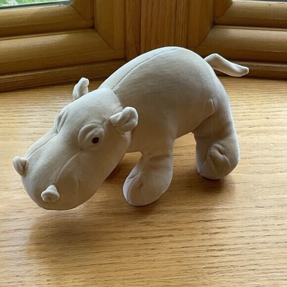 10" My Natural Beige Hippo Plush Stuffed Animal Toy - Picture 1 of 7